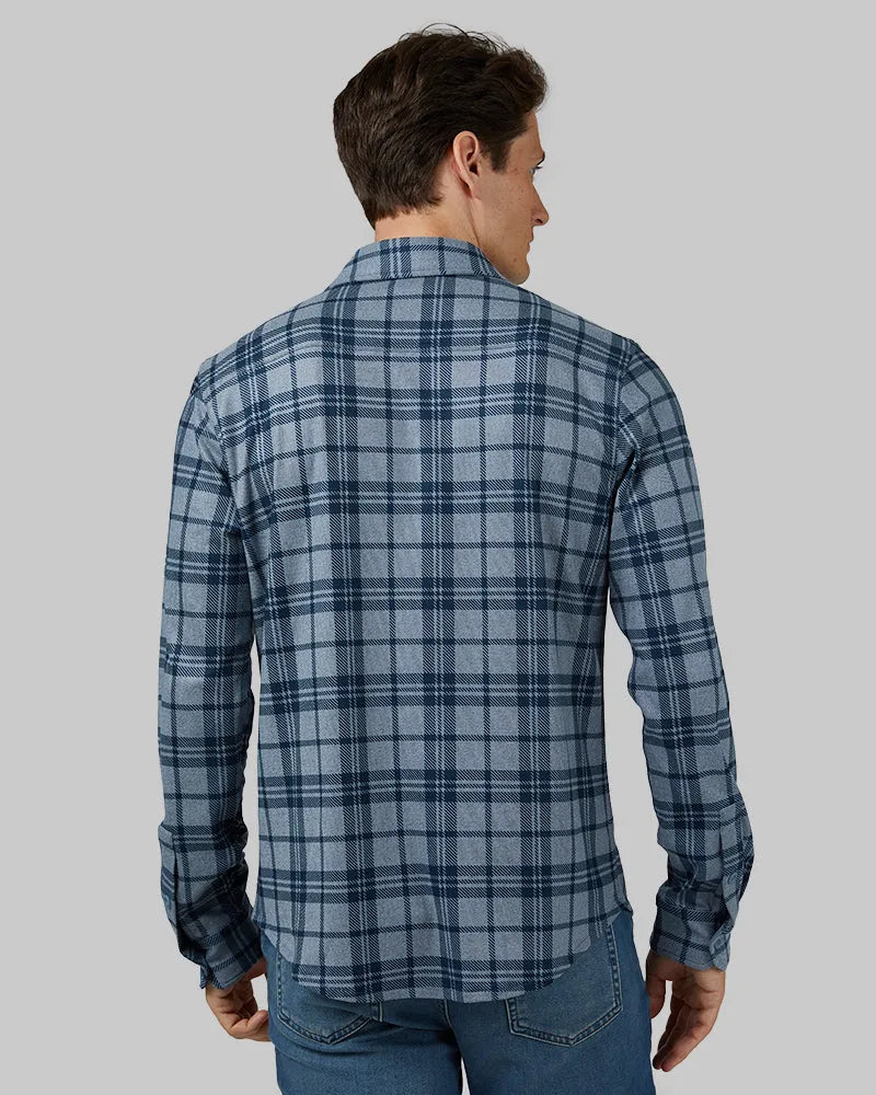 Men's Soft Stretch Knit Long Sleeve Button-Up